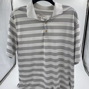 Nike Polo Golf Shirt Men’s L White And Black Stripes